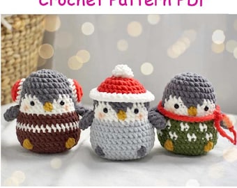Weihnachts-Pinguin Amigurumi Tier Häkelanleitung, Stofftiere (PDF Download) DP04