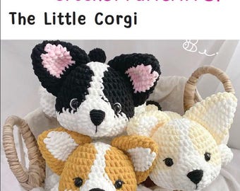 Corgi Amigurumi Crochet Pattern, Stuffed Animal PDF (Inglese)