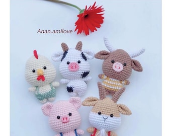 Bauernhoftier Keychian Amigurumi Tier Häkelanleitung, Stofftier (PDF Download)CP040