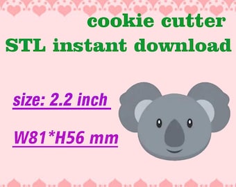 Cookie cutter koala Model CC010 STL File For 3D Printing
