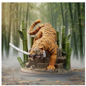 Animal tiger with sword OTH059 STL File For 3D Printing