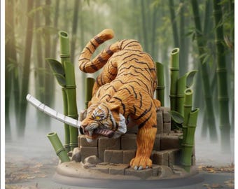 Tigre animal avec épée OTH059 Fichier STL pour impression 3D