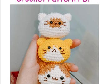 Schema all'uncinetto per gatti, schema PDF per amigurumi imbottito (CP009)