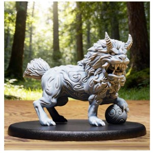 León con pelota, modelo OTH074, archivo STL para impresión 3D (entero/sin dividir)