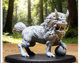 Modello di leone con palla OTH074 File STL per stampa 3D (intero/non diviso)