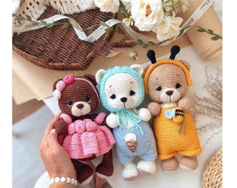 Teddy Bear Crochet Pattern, Amigurumi Stuffed Toys (PDF Download CP072)
