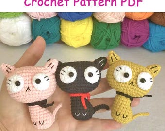 Schema all'uncinetto per animali amigurumi a forma di gatto, peluche (download PDF)