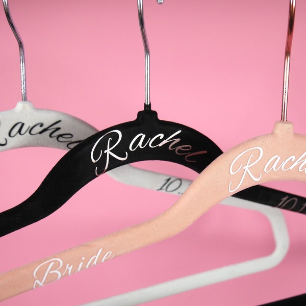 Personalized Bridesmaid Velvet Hangers Set Wedding Hangers Bridal Dress Hanger Bridesmaid Gift Proposal Bride Party Gifts Custom Name Hanger