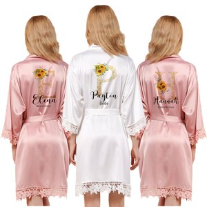 Personalized Satin Lace Robe Bridesmaid Robes Bachelorette Party Wedding Robes Bridal Bridesmaids Gift Bridesmaid Proposal Bridesmaids Bride