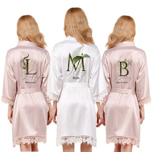 Personalized Satin Lace Robe Bridesmaid Robes Bachelorette Party Wedding Robes Bridal Bridesmaids Gift Bridesmaid Proposal Bridesmaids Bride