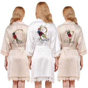 Personalized Satin Lace Robe Bridesmaid Robes Bachelorette Party Wedding Robes Bridal Bridesmaids Gift Bridesmaid Proposal Bridesmaids Bride