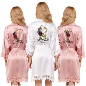 Personalized Satin Lace Robe Bridesmaid Robes Bachelorette Party Wedding Robes Bridal Bridesmaids Gift Bridesmaid Proposal Bridesmaids Bride