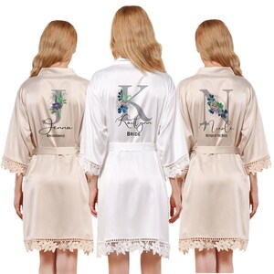Personalized Satin Lace Robe Bridesmaid Robes Bachelorette Party Wedding Robes Bridal Bridesmaids Gift Bridesmaid Proposal Bridesmaids Bride