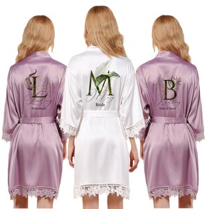 Personalized Satin Lace Robe Bridesmaid Robes Bachelorette Party Wedding Robes Bridal Bridesmaids Gift Bridesmaid Proposal Bridesmaids Bride