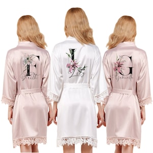 Personalized Satin Lace Robe Bridesmaid Robes Bachelorette Party Wedding Robes Bridal Bridesmaids Gift Bridesmaid Proposal Bridesmaids Bride