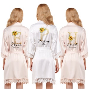 Gepersonaliseerde Satijn Kant Robe Bruidsmeisje Roben Bachelorette Party Bruiloft Gewaden Bruid Bruids bruidsmeisjes Cadeau Bruidsmeisje Voorstel Bruidsmeisjes Bruid