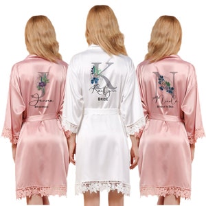 Personalized Satin Lace Robe Bridesmaid Robes Bachelorette Party Wedding Robes Bridal Bridesmaids Gift Bridesmaid Proposal Bridesmaids Bride