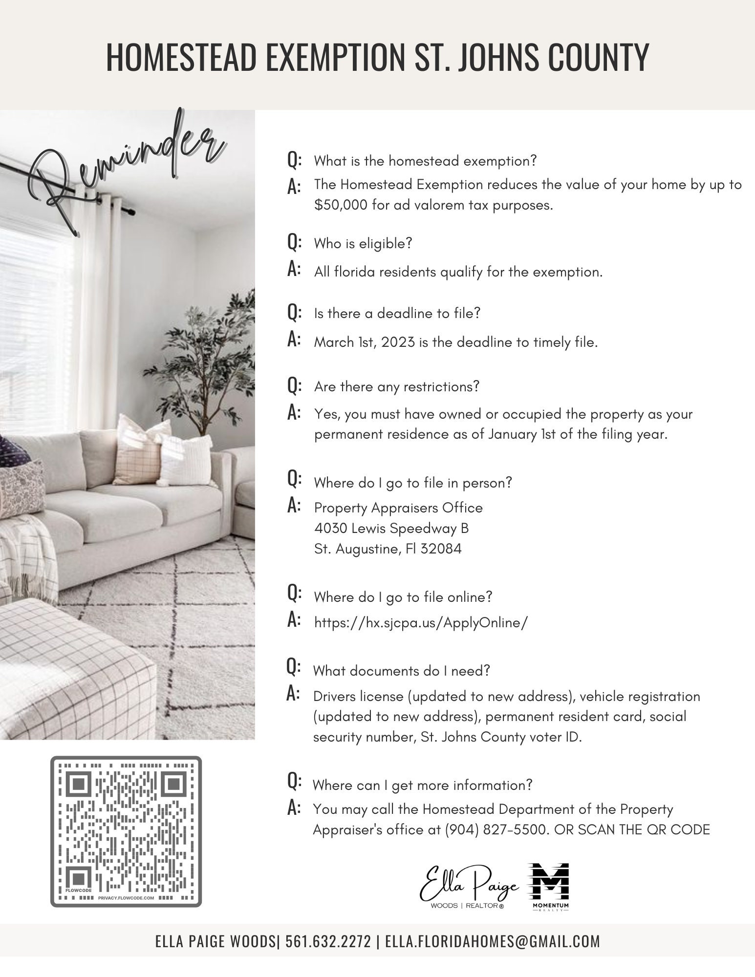 Homestead Exemption Letter Reminder Template Etsy