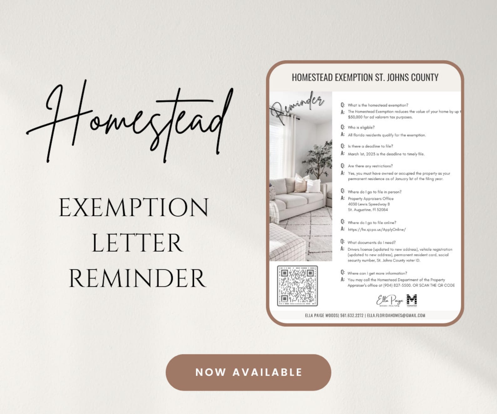 Homestead Exemption Letter Reminder Template Etsy