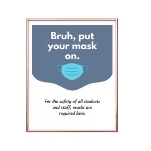 Mask Required Sign, Wear A Mask Sign, Classroom Mask Sign, Printable Wear A Mask Sign For School
