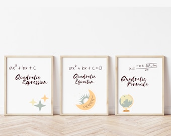 Boho Algebra Posters: Quadratic Formula, Classroom Decor (PDF, PNG, JPG)