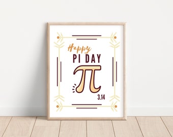 Printable Happy Pi Day Sign; Digital International Pi Day Poster; Boho Happy Pi Day Print; Pi Day Math Teacher Gift; Happy Pi Day PNG