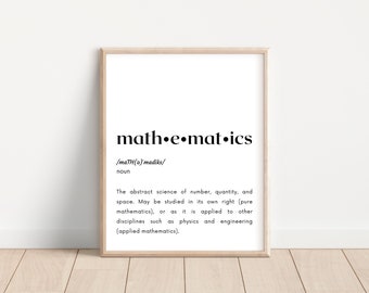 Math Definition Print; Printable Math Poster; Math Class Decor; High School Math Classroom Decoration; Math Wall Art; Minimalist Classroom