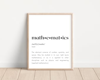Math Definition Print; Printable Math Poster; Math Class Decor; High School Math Classroom Decoration; Math Wall Art; Minimalist Classroom