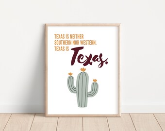 Printable Texas Wall Decor; Cactus Print; Texas History Classroom Poster; Texas Wall Art; Texas Theme Home Decor; Middle School Teacher Wall