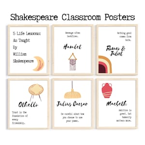 William Shakespeare Classroom Posters; Literary Prints; High School English Teacher Classroom Decoration; Classic Literature; Printable