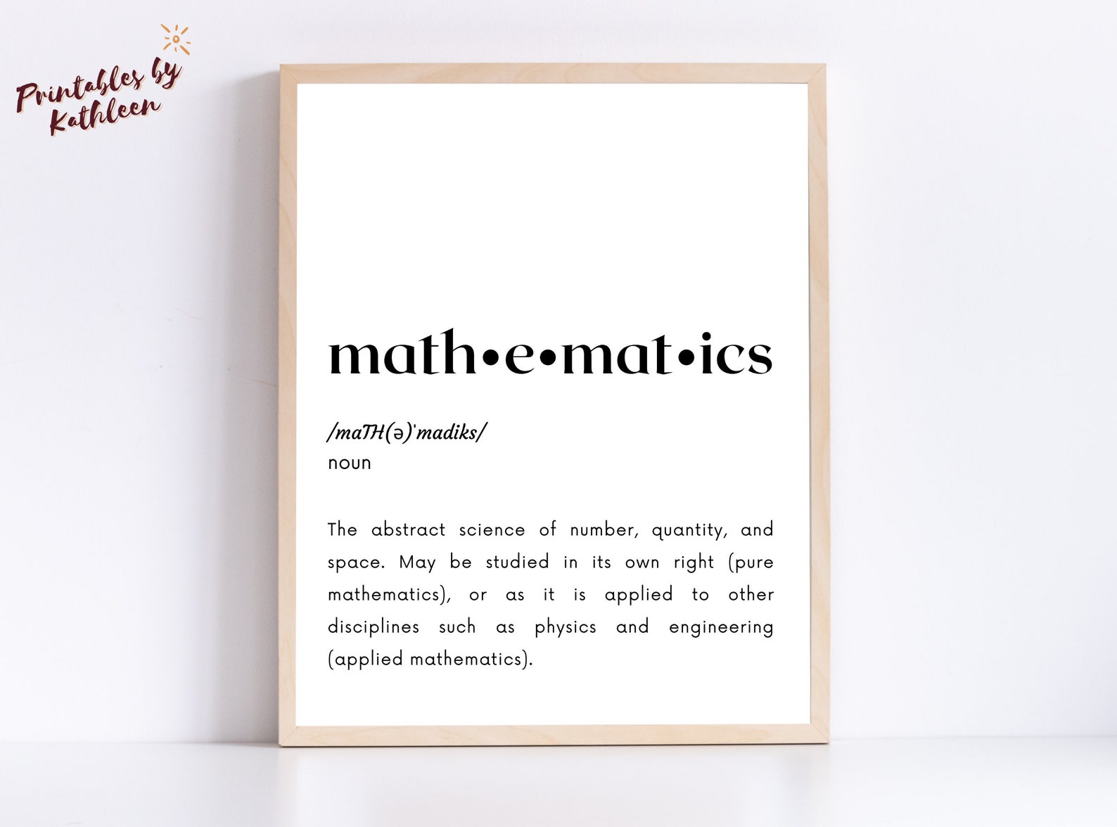 Math Definition Print Printable Math Poster Math Class - Etsy