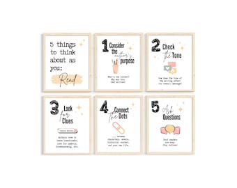 Middle School Literary Analysis Posters: Reading Comprehension Aids (Digital Download)