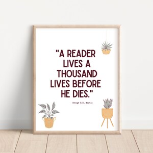 English Classroom Decoration; English Teacher Literary Poster; Library Wall Decor; Succulent Themed Classroom Decor; Quotes About Reading