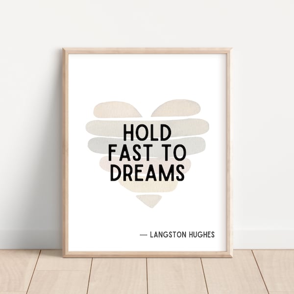 Hold Fast to Dreams; Langston Hughes Quote; English Classroom Literary Poster; Quotes by Black Authors; Quotes About Dreams, Classroom Decor