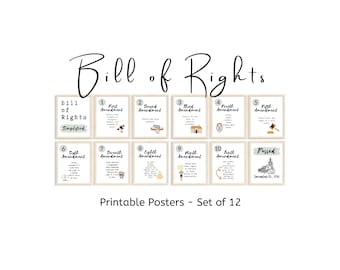 Bill of Rights Social Studies Posters: Simplified Amendments for Classroom Decor (Digital Download)