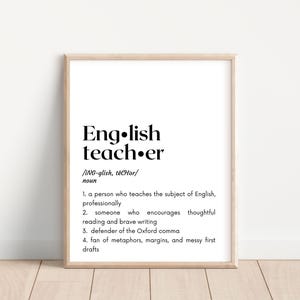 Englische Klassenzimmer Dekoration; Englisch Lehrer Literatur Poster; ELA Lehreranerkennungsgeschenk; Sprachkunst-Dekor; Mittelschule Klassenzimmer