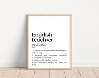 English Teacher Definition Print, ELA / Literary Classroom Decor (Digital Download)