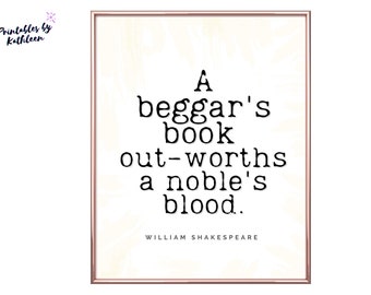 Printable Shakespeare Quote, High School English Classroom Wall Art, Library Decor; Digital Download