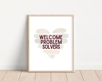 Welcome Problem Solvers Math Class Decor; Growth Mindset Posters; Math Bulletin Board; Classroom Posters; Middle School Math Teacher Posters