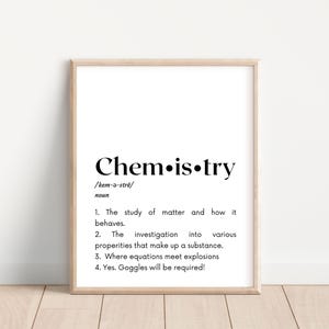Chemistry Lab Decor; Chemistry Teacher Classroom Poster; Chemistry Poster; High School Chemistry Wall Art; Science Lab Print