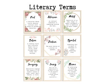 High School English Classroom Posters; Literary Terms; Middle School English Teacher Posters; Farmhouse Classroom Decoration;