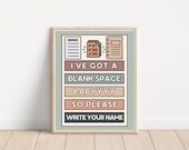 Blank Space Classroom Poster; Middle School Swiftie Teacher 1989 Decor; Funny Teacher Poster; High School Classroom Wall Decoration