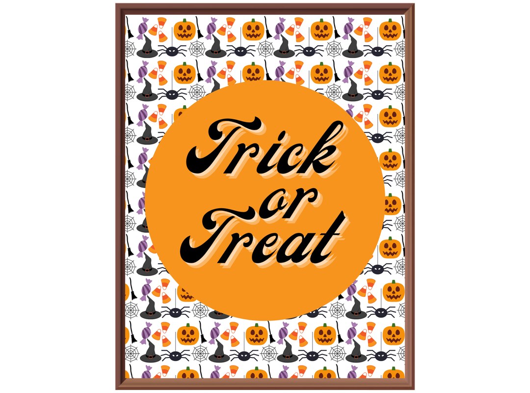 Halloween Decoration, Halloween Printable Wall Art, Trick or Treat Sign ...