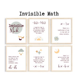 Invisible Math Posters; Algebra Classroom Posters; Geometry Classroom Decor; High School Math Teacher Classroom Decoration; Secondary Math