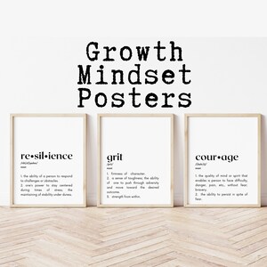 Growth Mindset Posters; Resilience Definition Print; Inspirational Classroom Posters; High School Classroom Decor Motivation; Grit Wall Art