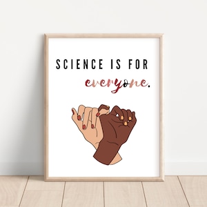 Afdrukbare poster wetenschapsklas: diversiteit en inclusie in STEM; Meisjes in de wetenschap; Inrichting klaslokaal wetenschappelijk onderwijs; Digitale download