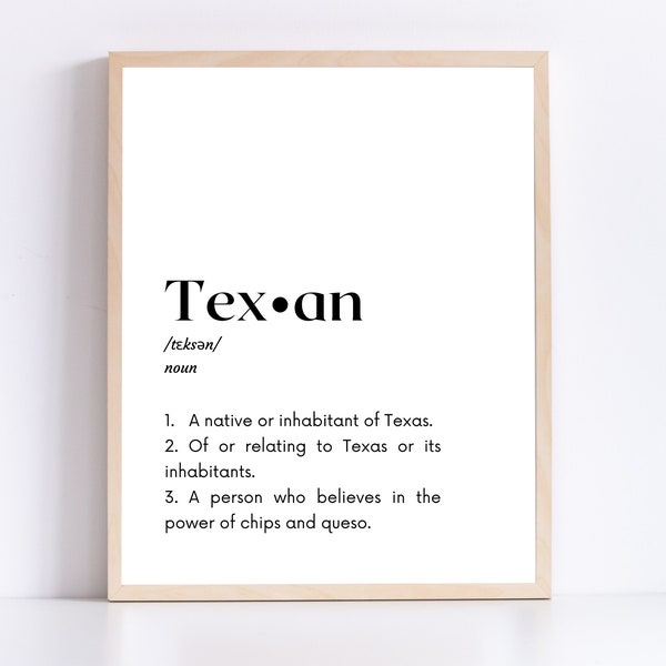 Texaanse definitieafdruk; Afdrukbare Texas wanddecoratie; Texas geschiedenis klas poster; Texas kunst aan de muur; Decor van het huis met Texas-thema; Middelbare school