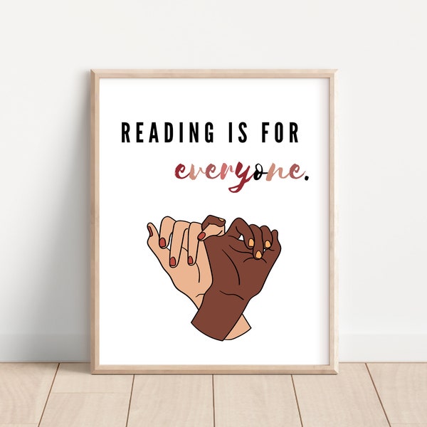 Printable Reading Poster; School Library Decor; Middle School English Classroom Decoration; Diversity Poster; Library Poster; ELA Classroom