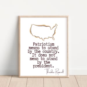 Printable Theodore Roosevelt Quote about Patriotism; U.S. History Classroom Poster; Political Science Classroom Decor; American History