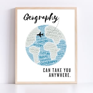 Welt Geographie Klassenzimmer Poster; Sozialkunde Wandkunst; Druckbare Klassenzimmer Dekoration für High School Geographie Lehrer; Weltkarte Print